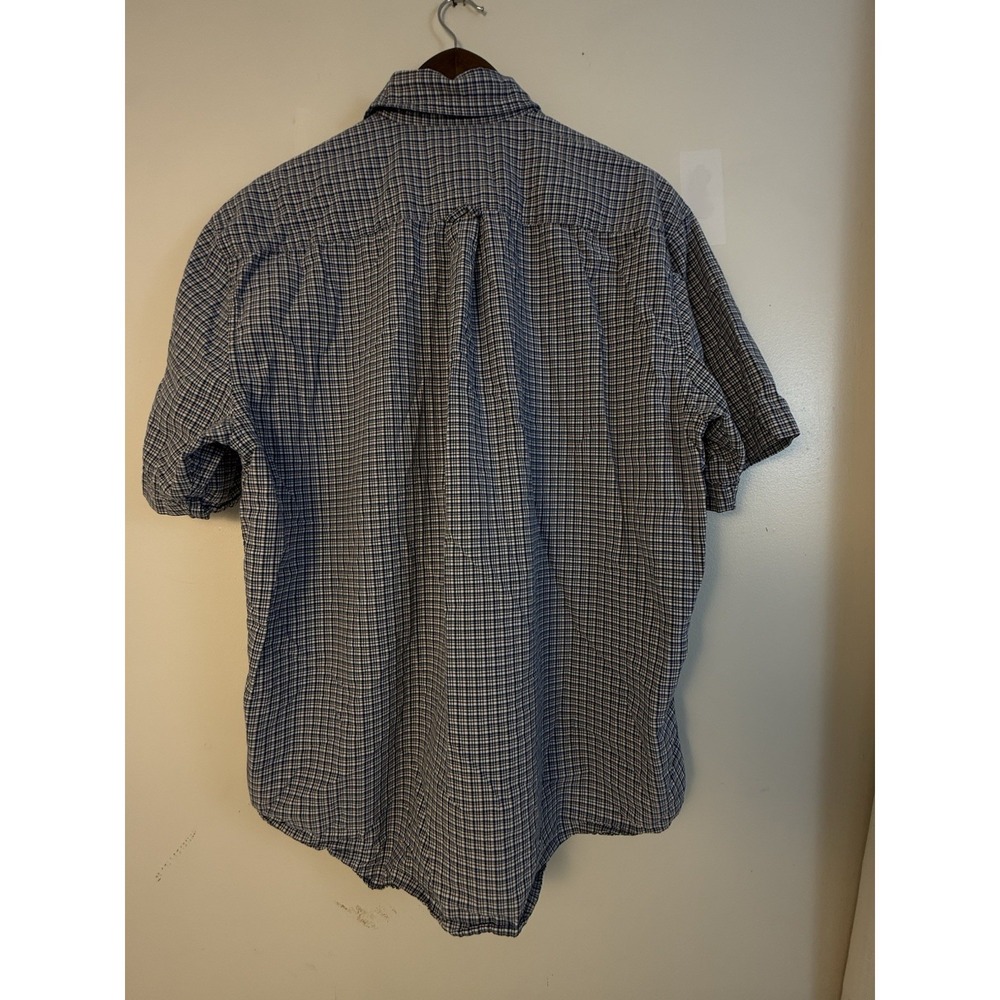 Eddie Bauer Sport Shop Shirt Men's Large Blue Check Short Sleeve Cotton Hiking - Picture 3 of 10